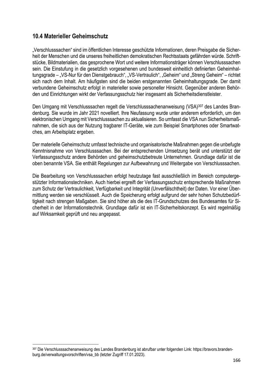 Seite 167 des Verfassungsschutzbericht 2022 Brandenburg