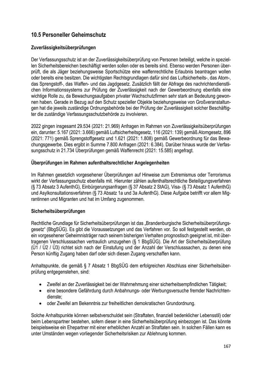 Seite 168 des Verfassungsschutzbericht 2022 Brandenburg