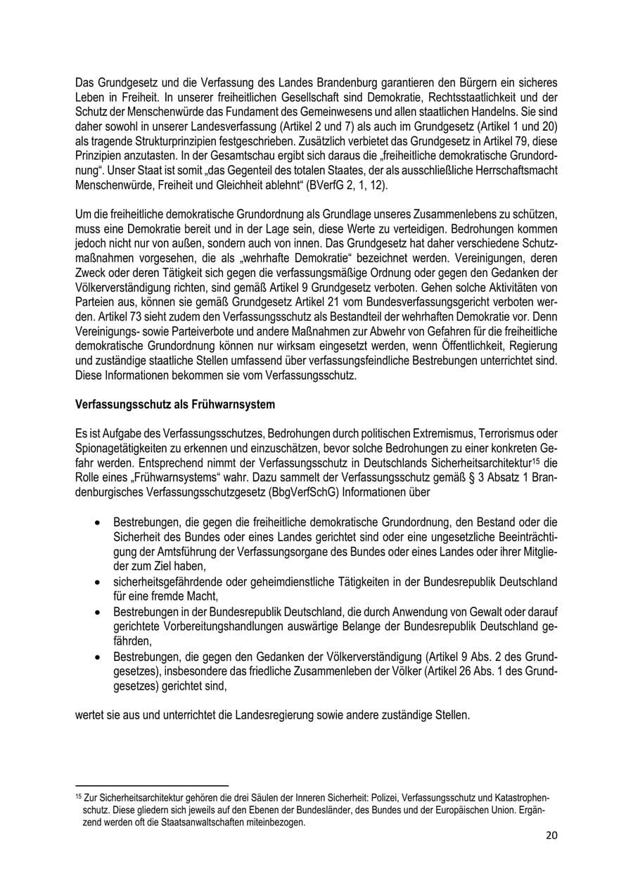 Seite 21 des Verfassungsschutzbericht 2022 Brandenburg