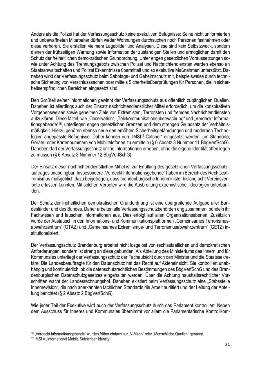 Seite 22 des Verfassungsschutzbericht 2022 Brandenburg