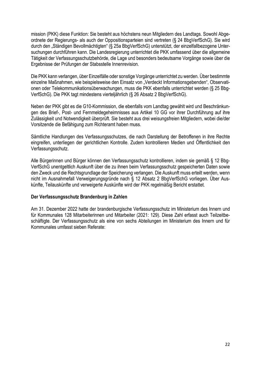 Seite 23 des Verfassungsschutzbericht 2022 Brandenburg