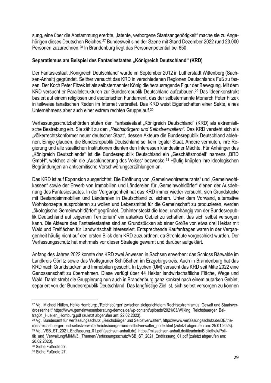 Seite 30 des Verfassungsschutzbericht 2022 Brandenburg