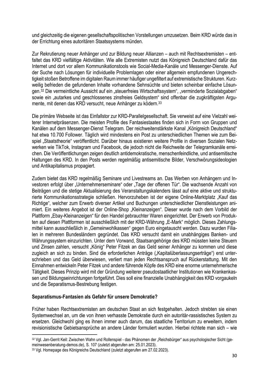 Seite 31 des Verfassungsschutzbericht 2022 Brandenburg