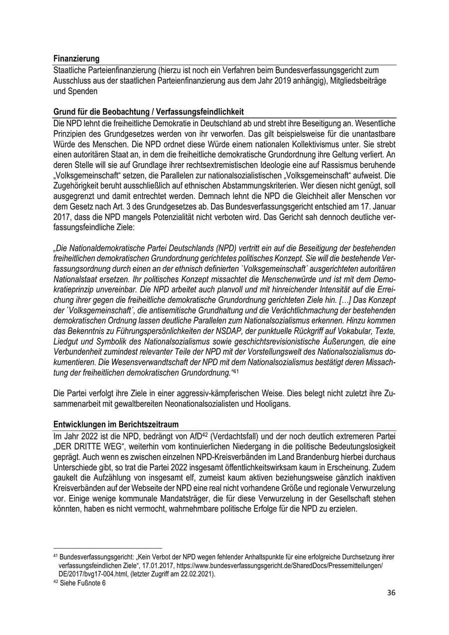 Seite 37 des Verfassungsschutzbericht 2022 Brandenburg