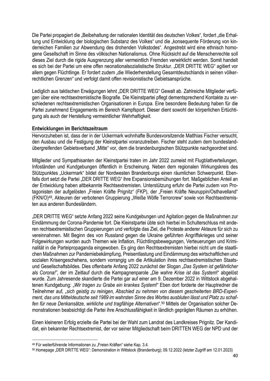 Seite 41 des Verfassungsschutzbericht 2022 Brandenburg