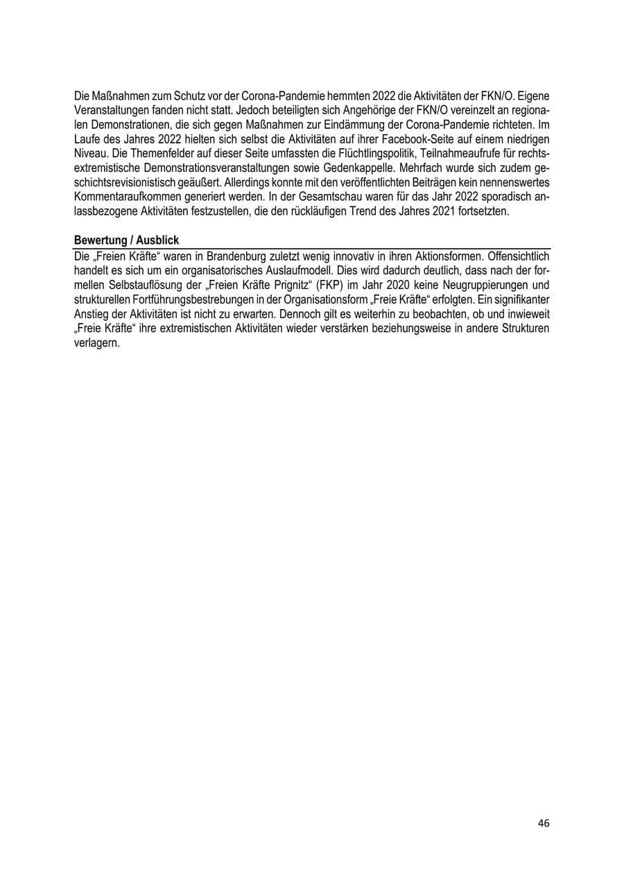 Seite 47 des Verfassungsschutzbericht 2022 Brandenburg