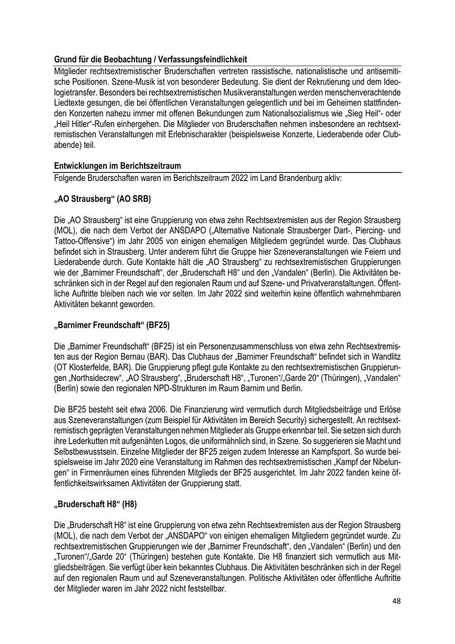 Seite 49 des Verfassungsschutzbericht 2022 Brandenburg