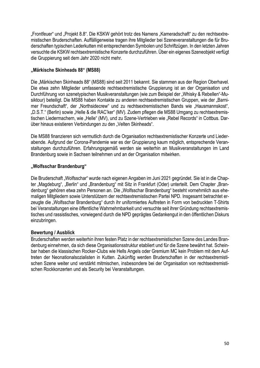 Seite 51 des Verfassungsschutzbericht 2022 Brandenburg