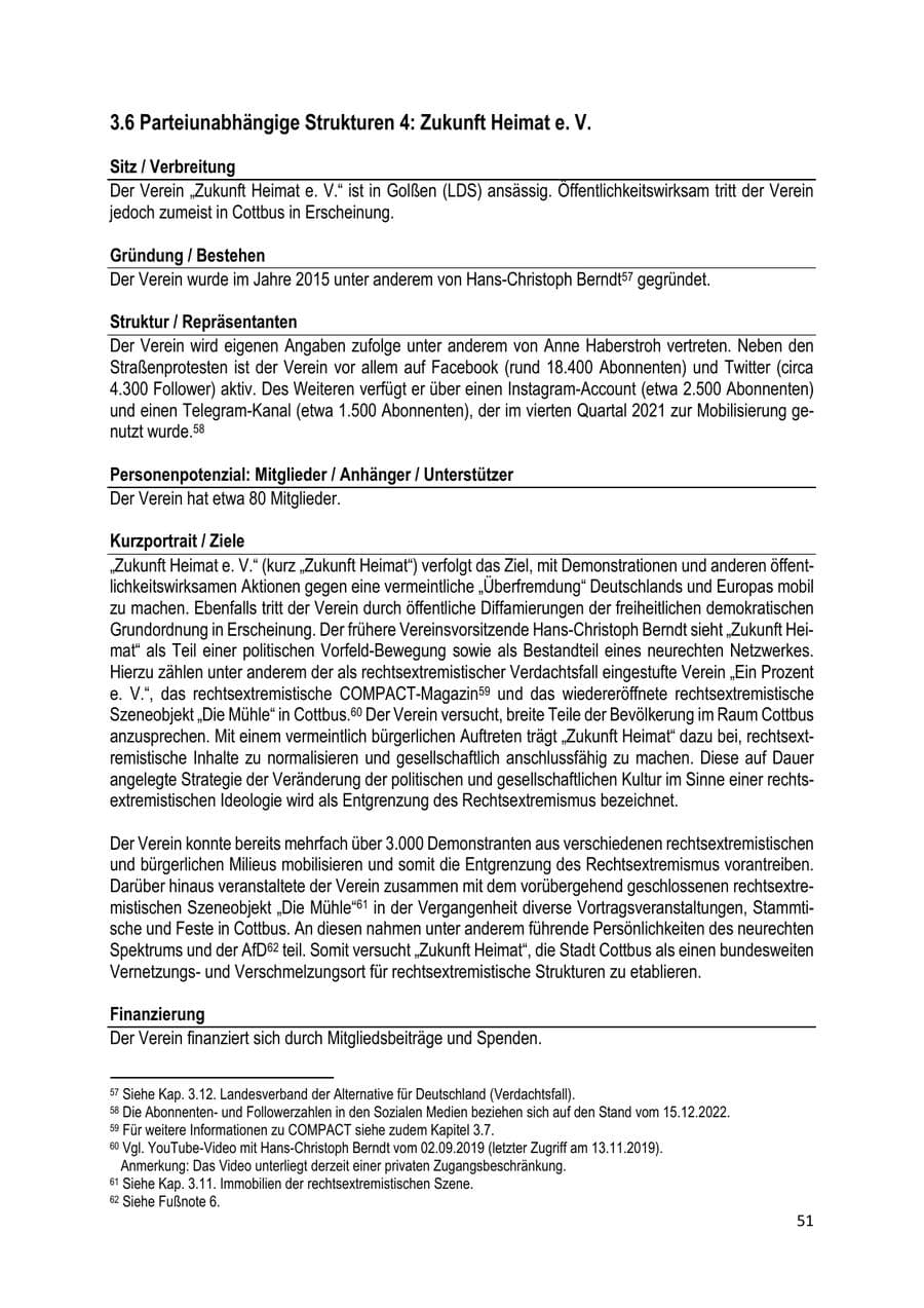 Seite 52 des Verfassungsschutzbericht 2022 Brandenburg