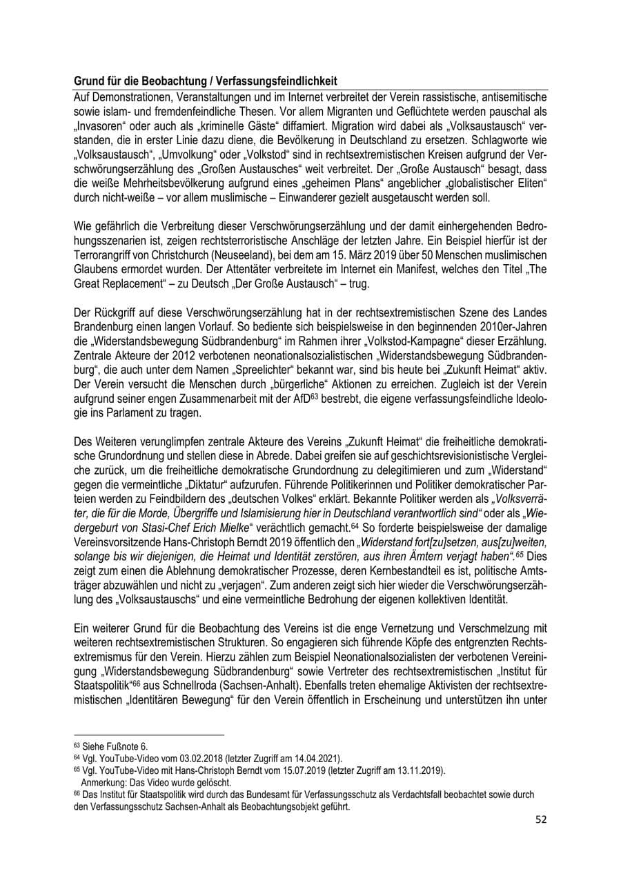 Seite 53 des Verfassungsschutzbericht 2022 Brandenburg