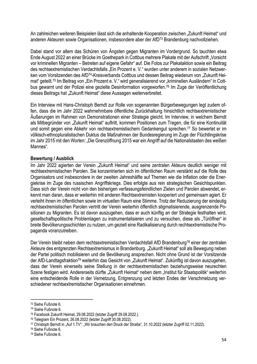 Seite 55 des Verfassungsschutzbericht 2022 Brandenburg