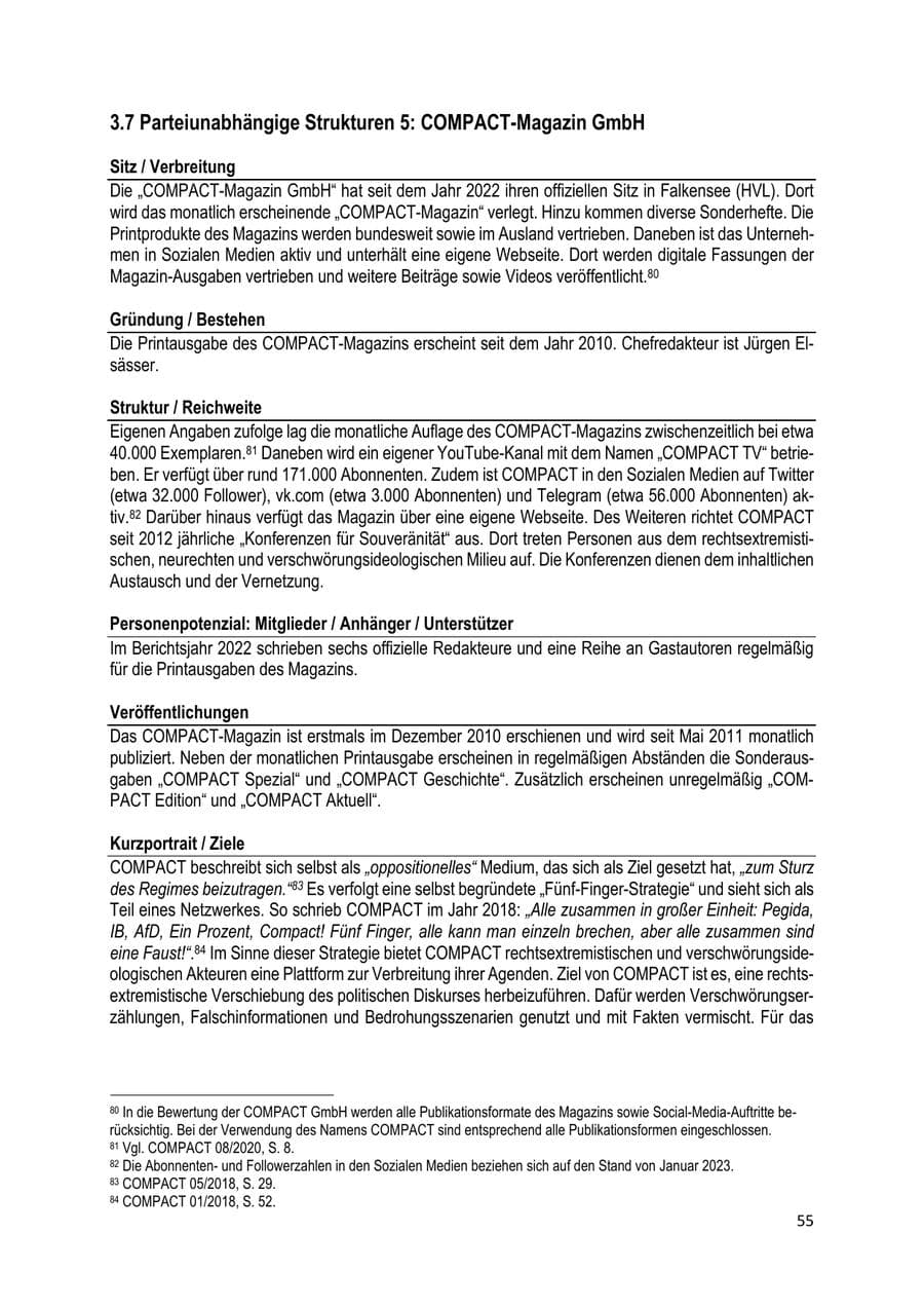 Seite 56 des Verfassungsschutzbericht 2022 Brandenburg