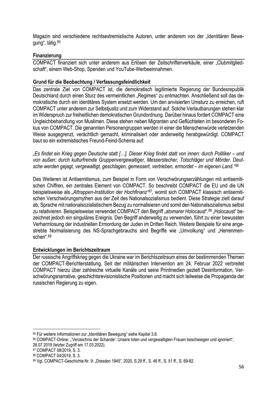 Seite 57 des Verfassungsschutzbericht 2022 Brandenburg
