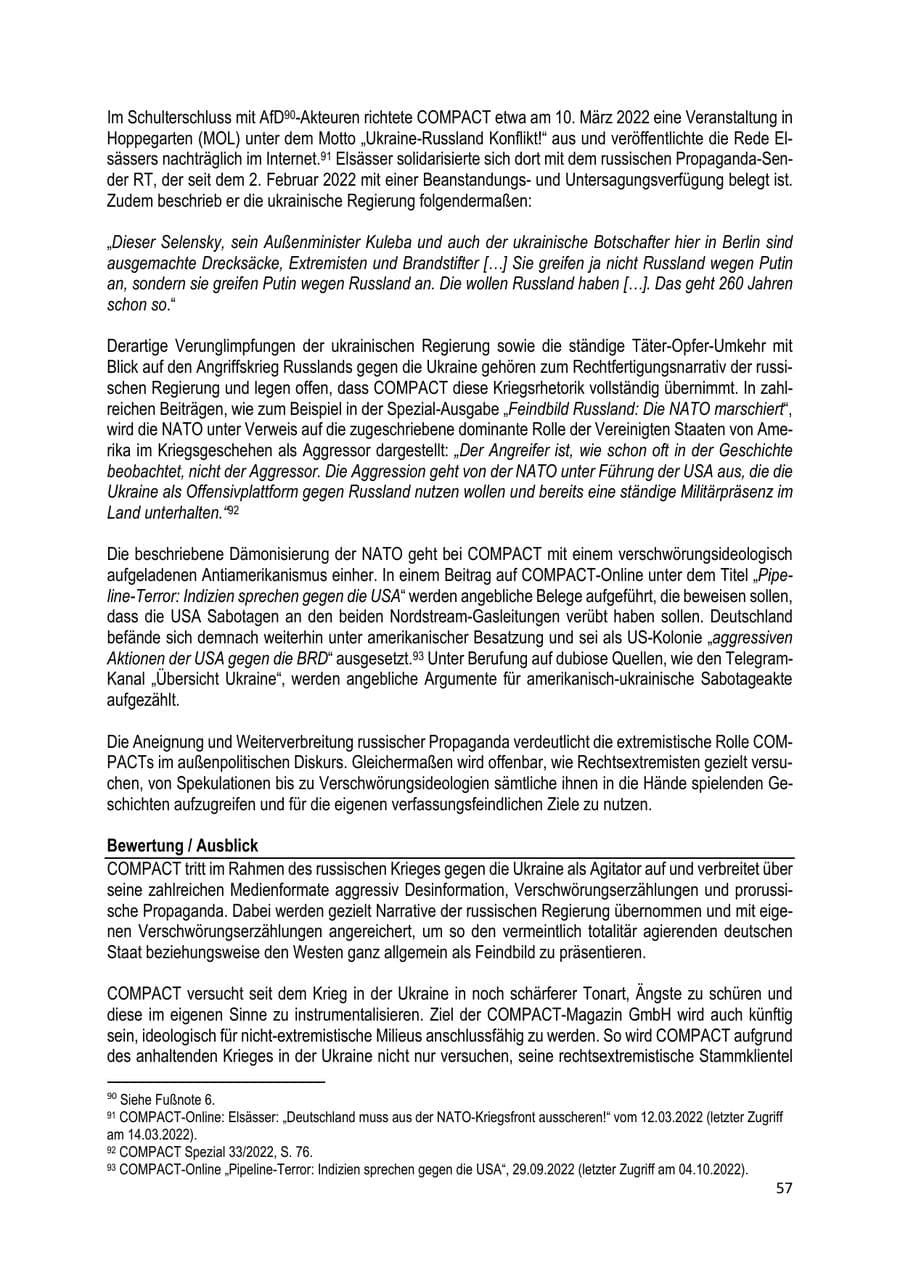 Seite 58 des Verfassungsschutzbericht 2022 Brandenburg