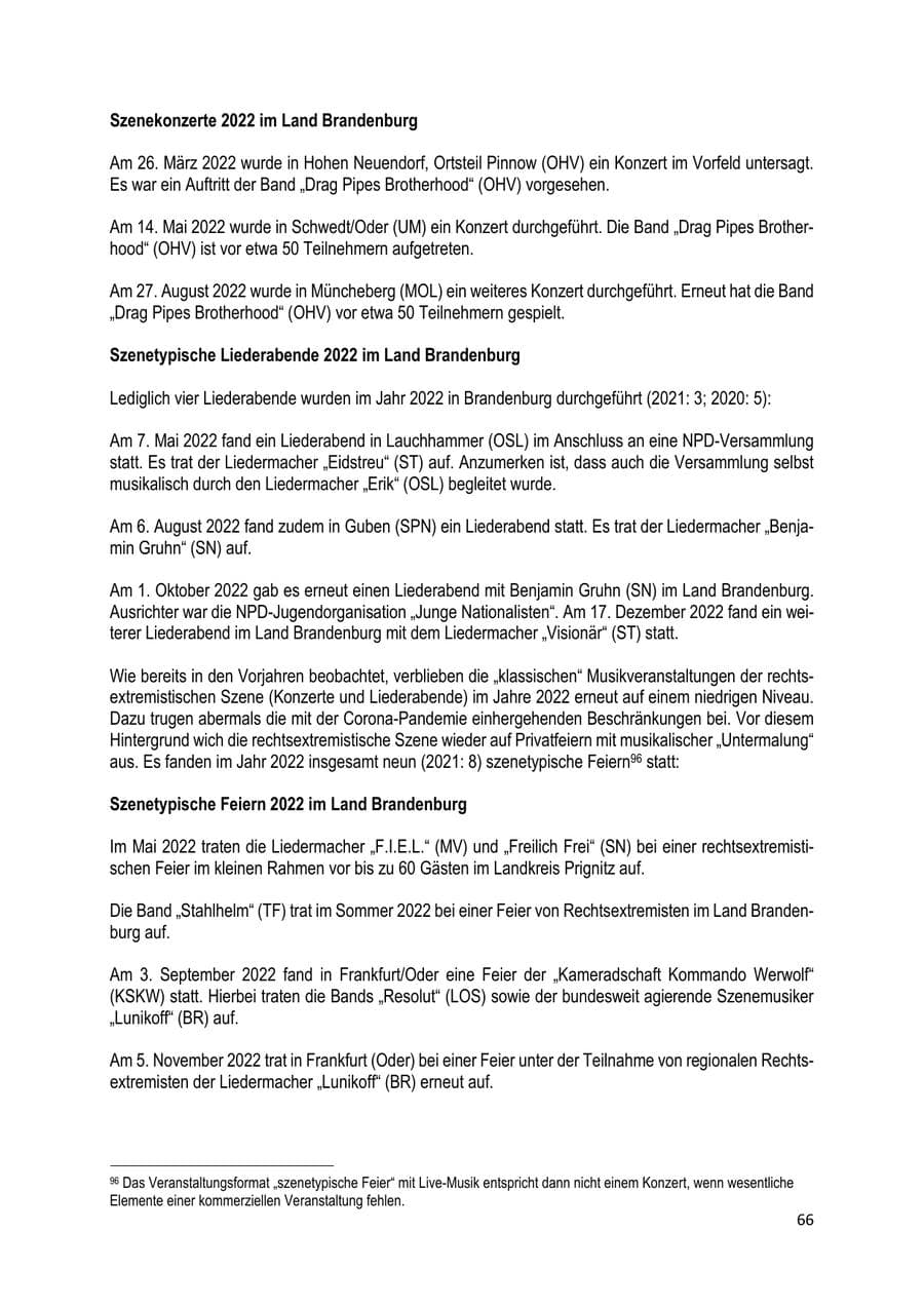 Seite 67 des Verfassungsschutzbericht 2022 Brandenburg