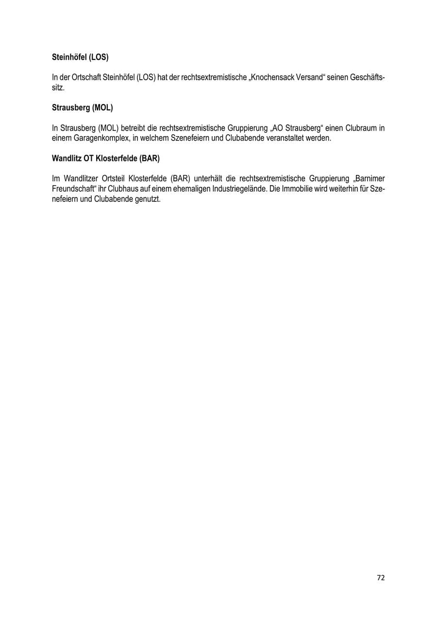Seite 73 des Verfassungsschutzbericht 2022 Brandenburg