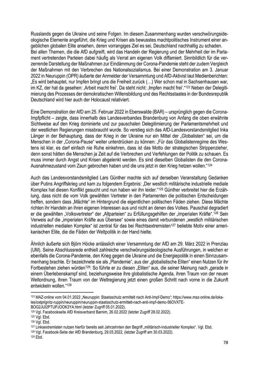 Seite 79 des Verfassungsschutzbericht 2022 Brandenburg