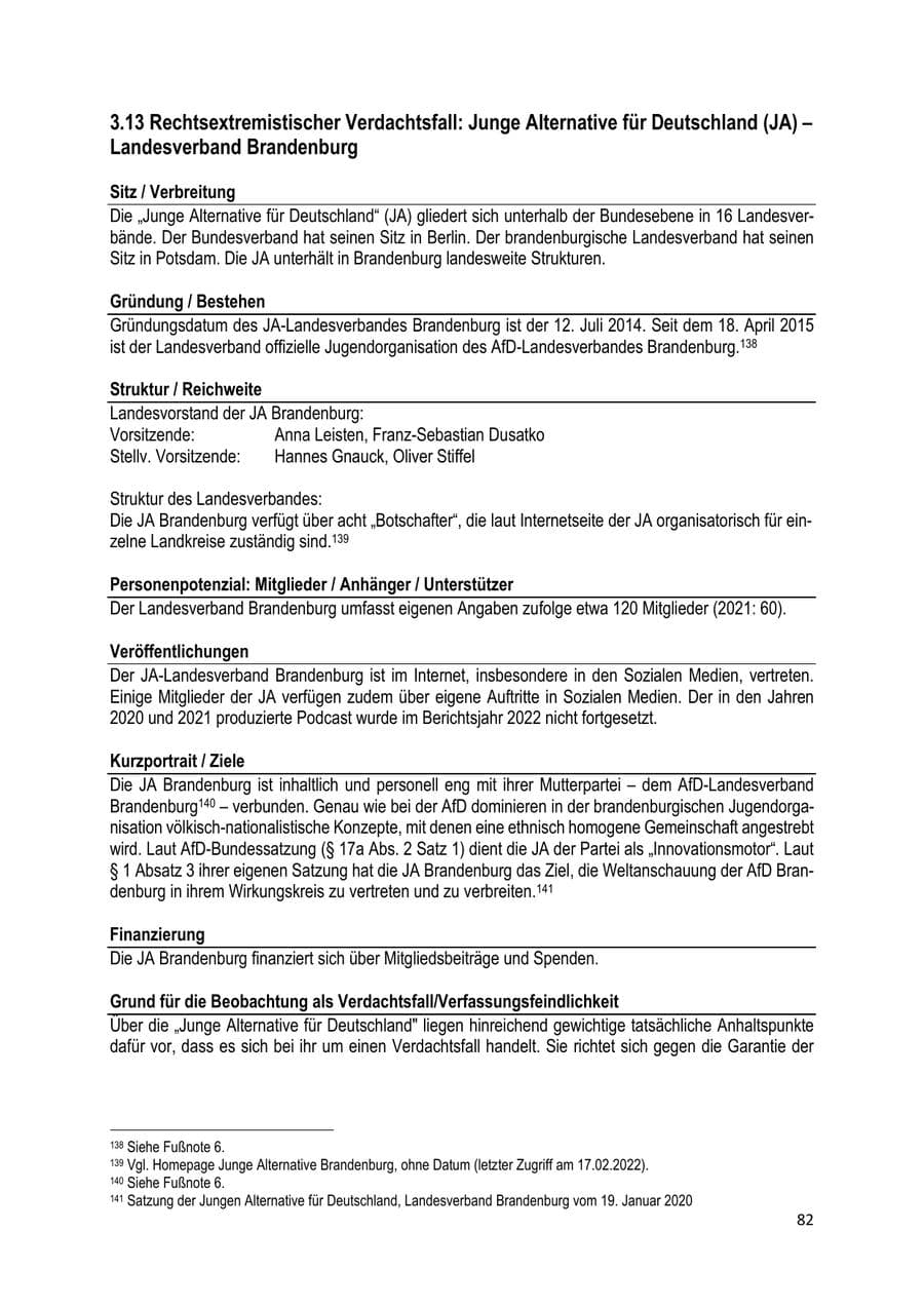 Seite 83 des Verfassungsschutzbericht 2022 Brandenburg