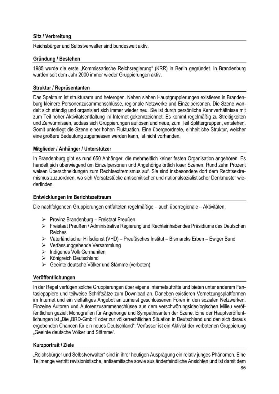 Seite 87 des Verfassungsschutzbericht 2022 Brandenburg