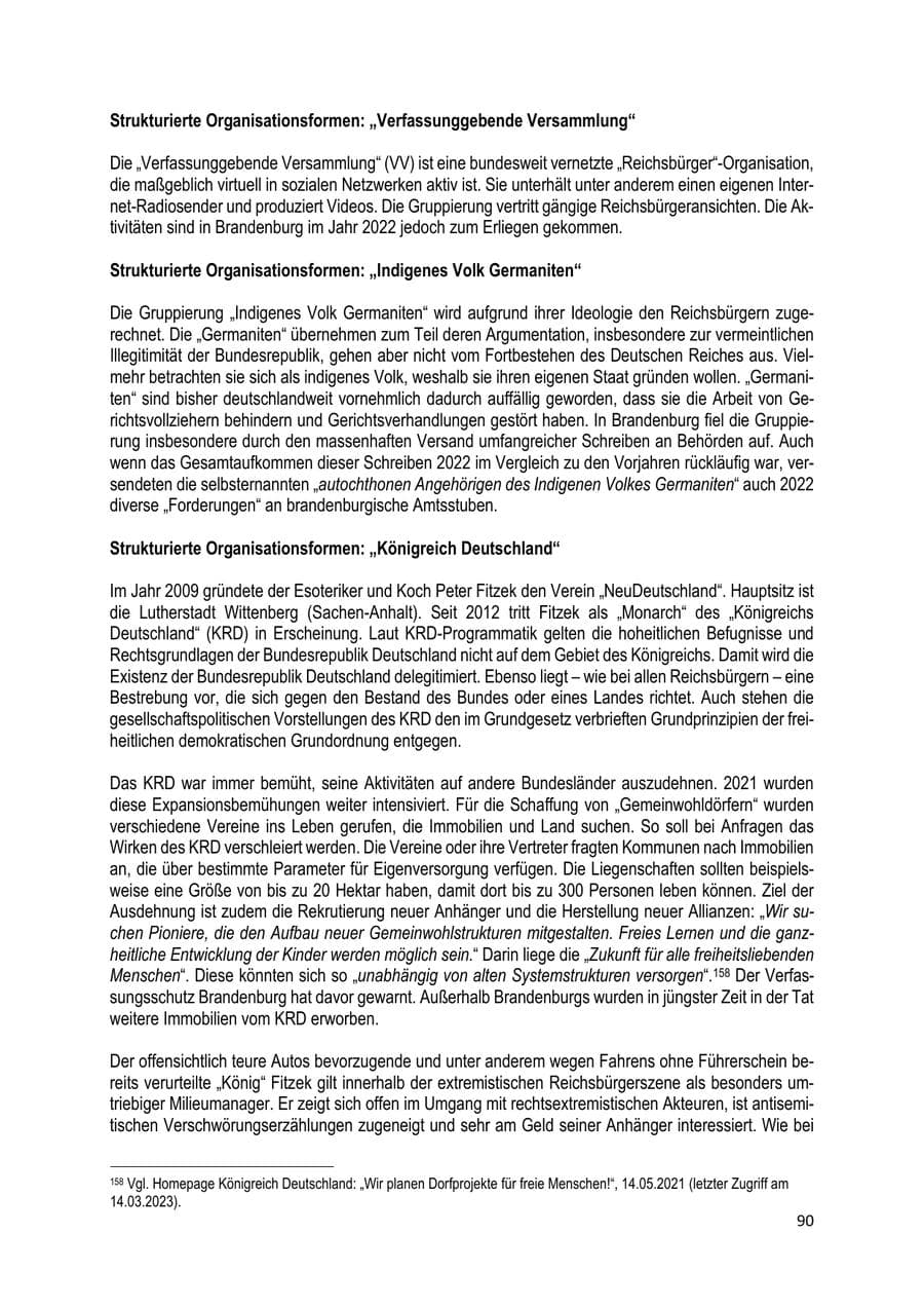 Seite 91 des Verfassungsschutzbericht 2022 Brandenburg