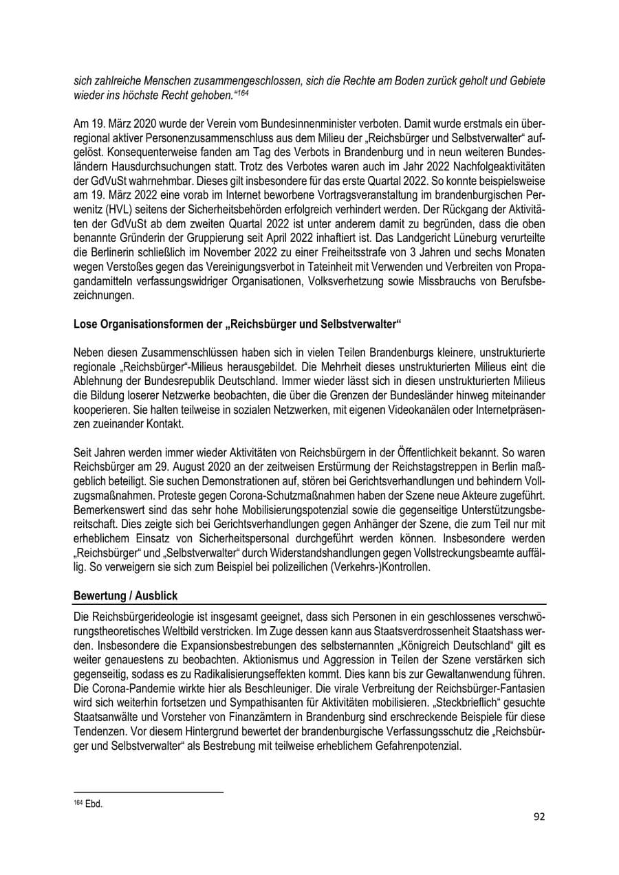 Seite 93 des Verfassungsschutzbericht 2022 Brandenburg