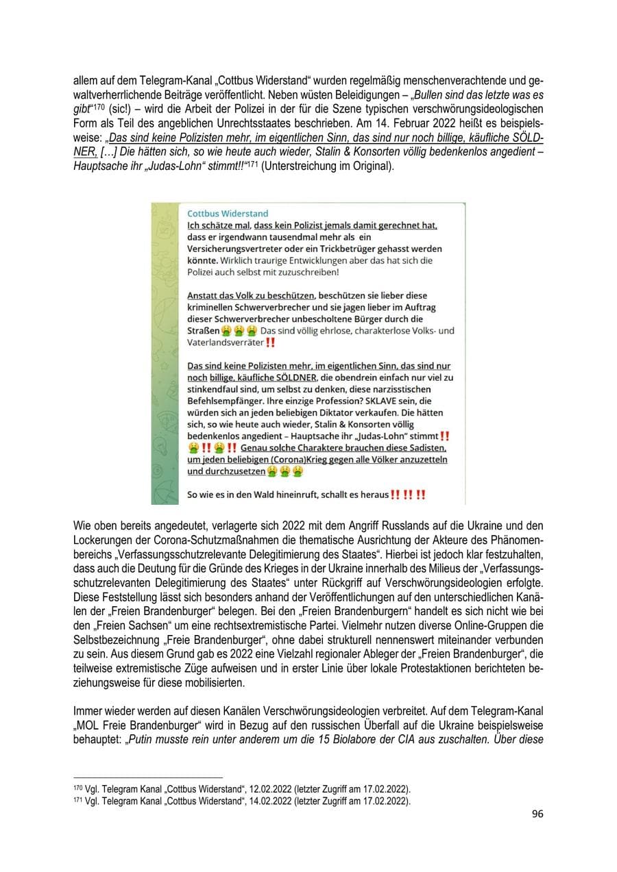 Seite 97 des Verfassungsschutzbericht 2022 Brandenburg