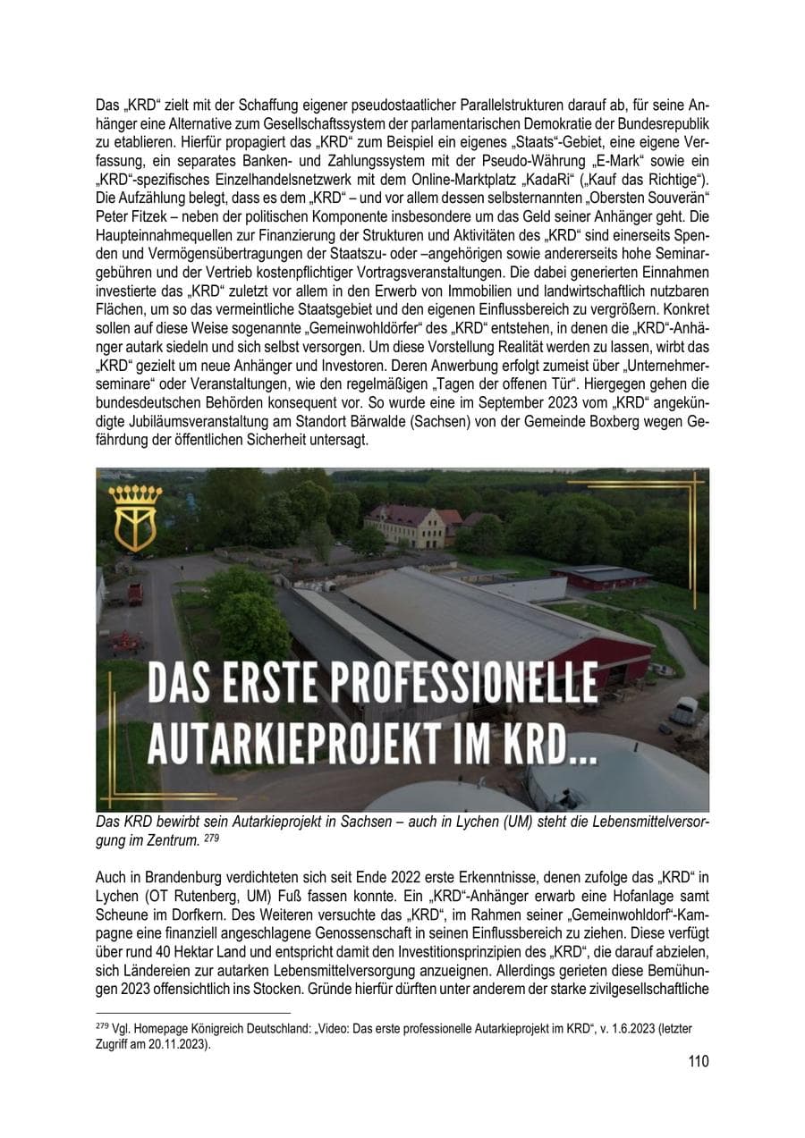 Seite 110 des Verfassungsschutzbericht 2023 Brandenburg