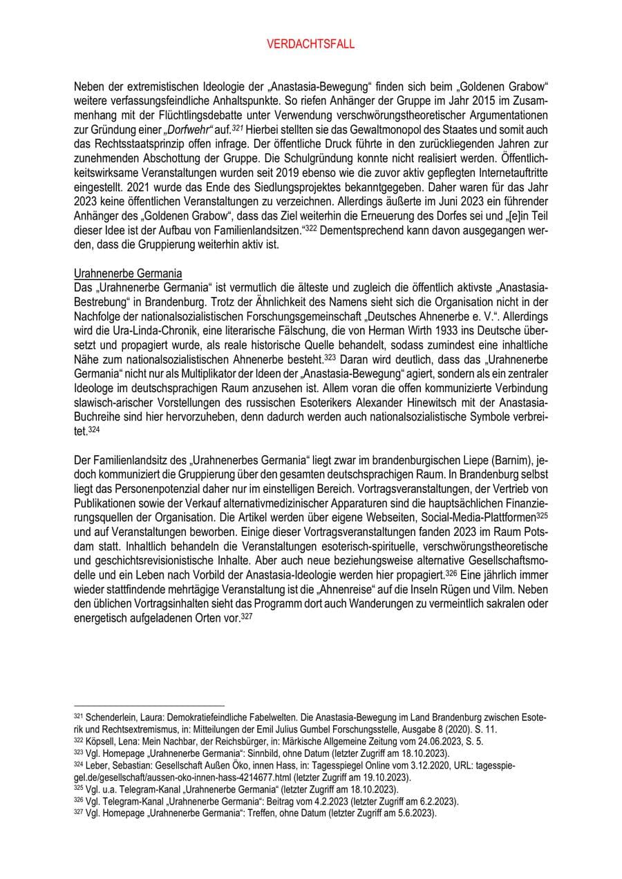 Seite 123 des Verfassungsschutzbericht 2023 Brandenburg