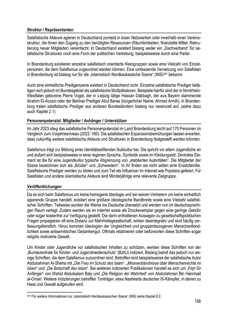 Seite 156 des Verfassungsschutzbericht 2023 Brandenburg