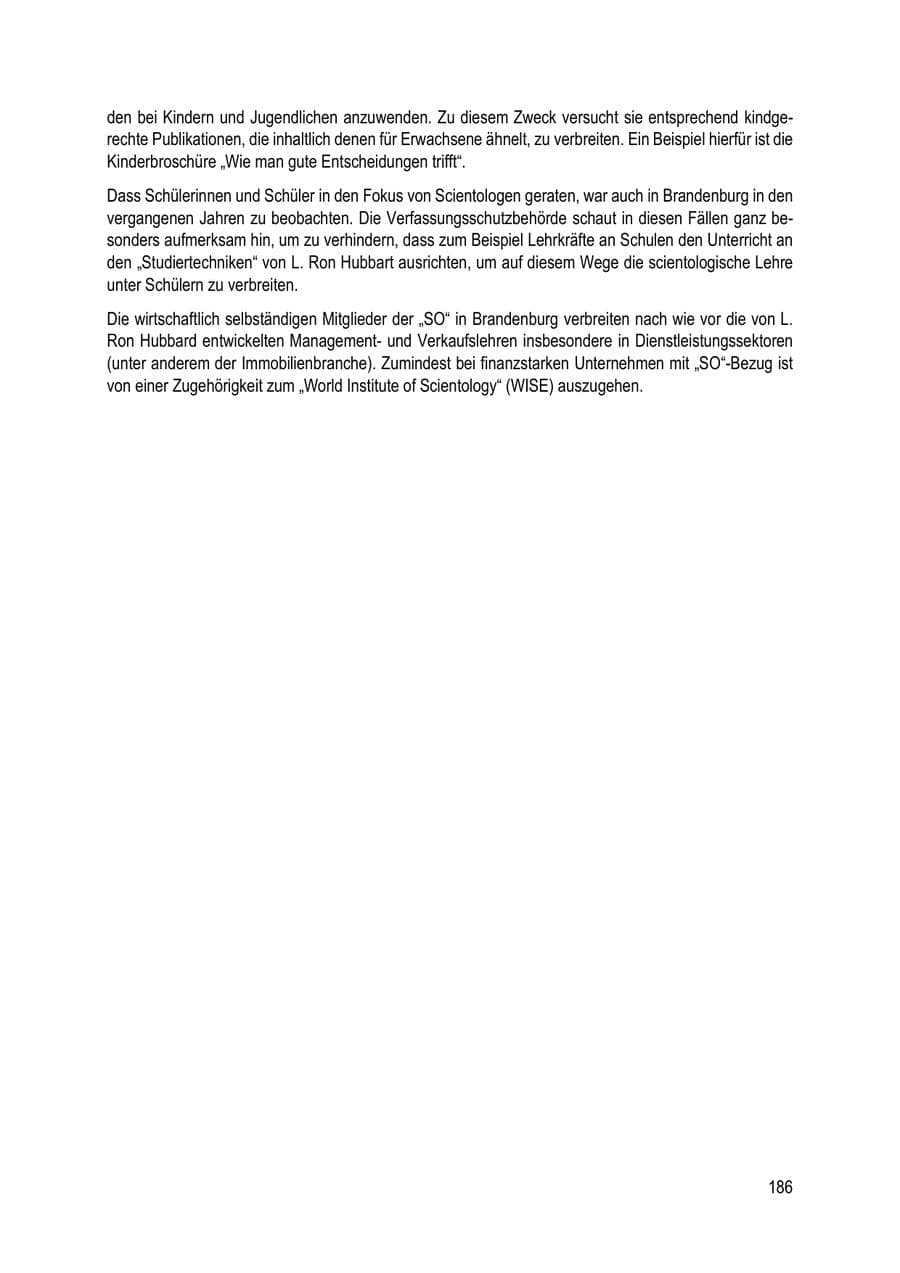 Seite 186 des Verfassungsschutzbericht 2023 Brandenburg