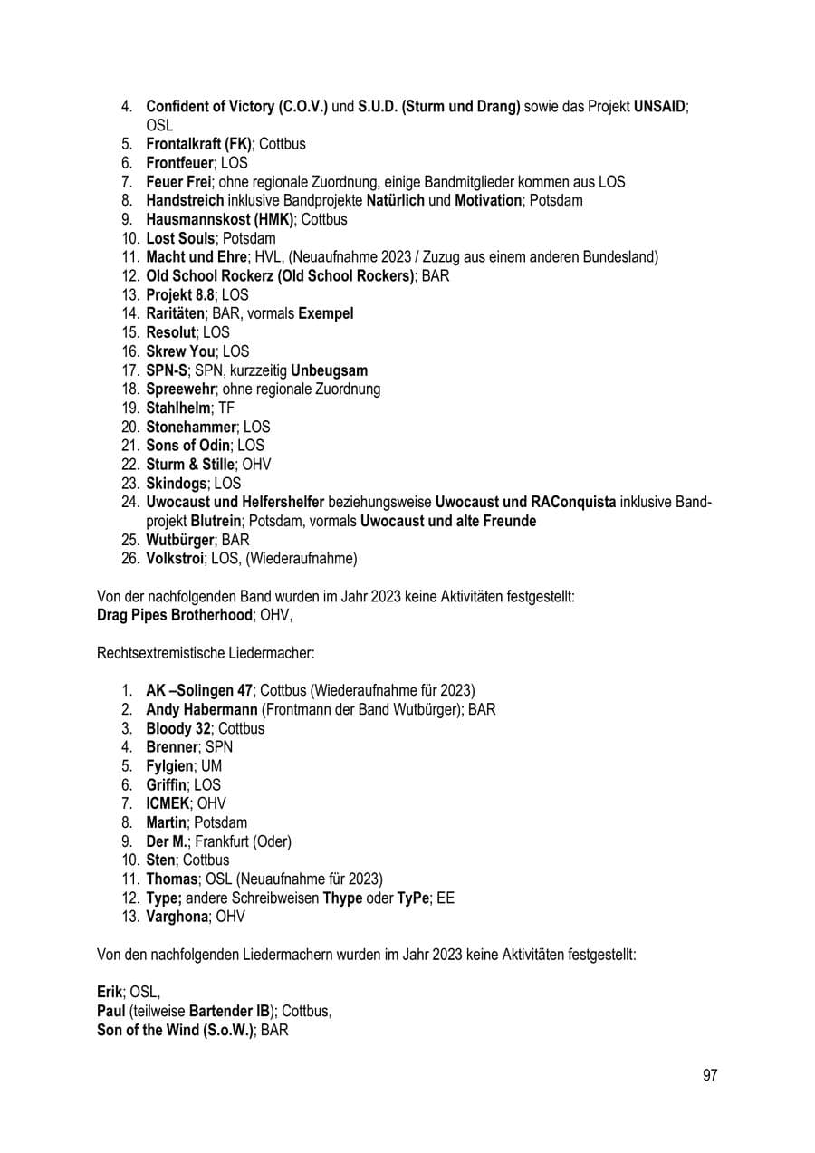 Seite 97 des Verfassungsschutzbericht 2023 Brandenburg