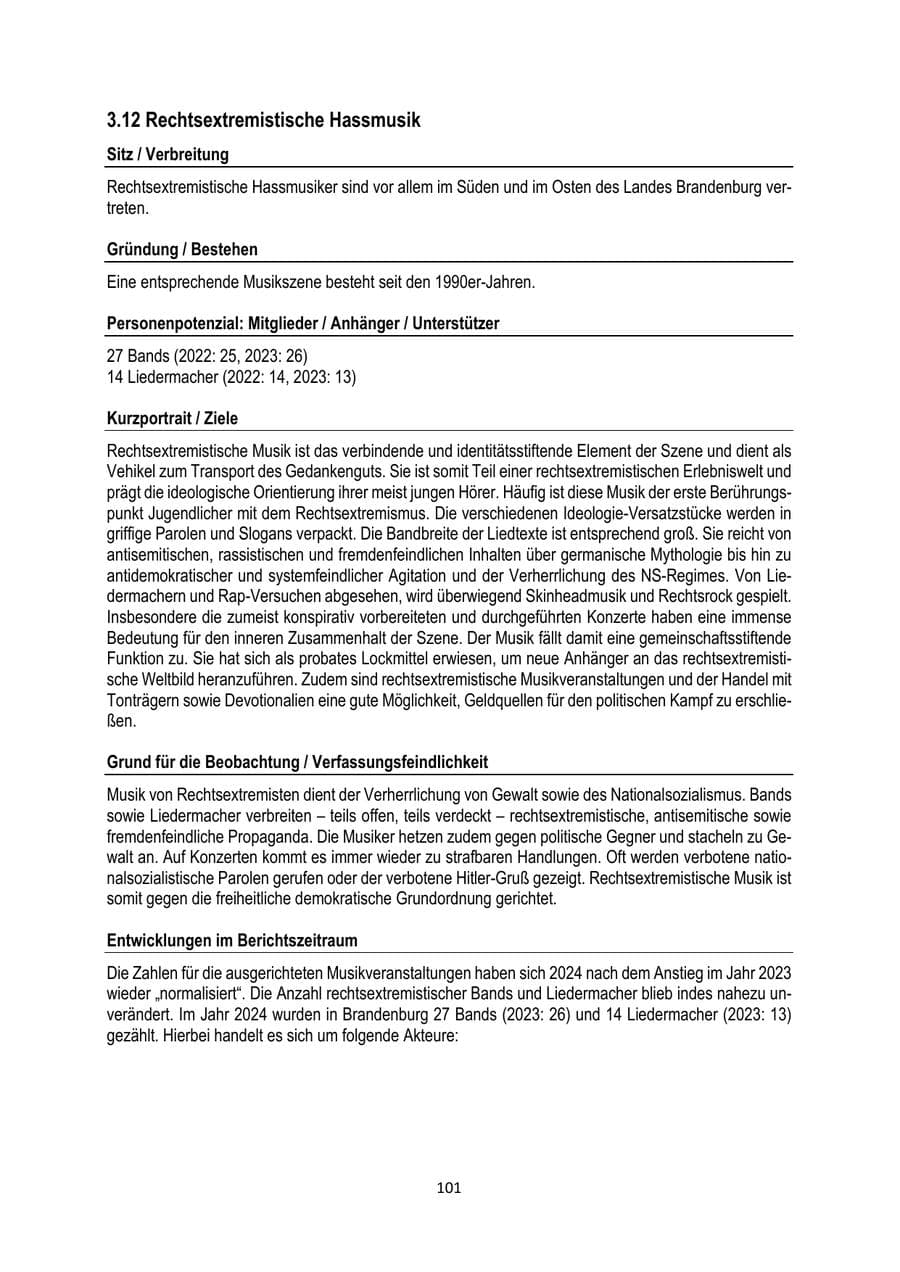 Seite 101 des Verfassungsschutzbericht 2024 Brandenburg