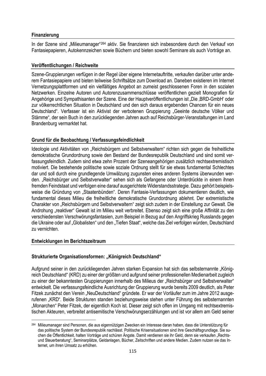 Seite 115 des Verfassungsschutzbericht 2024 Brandenburg