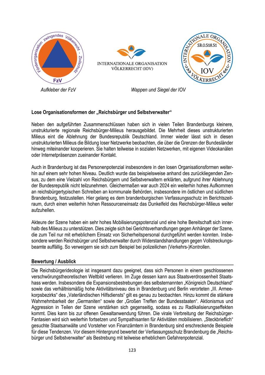Seite 123 des Verfassungsschutzbericht 2024 Brandenburg