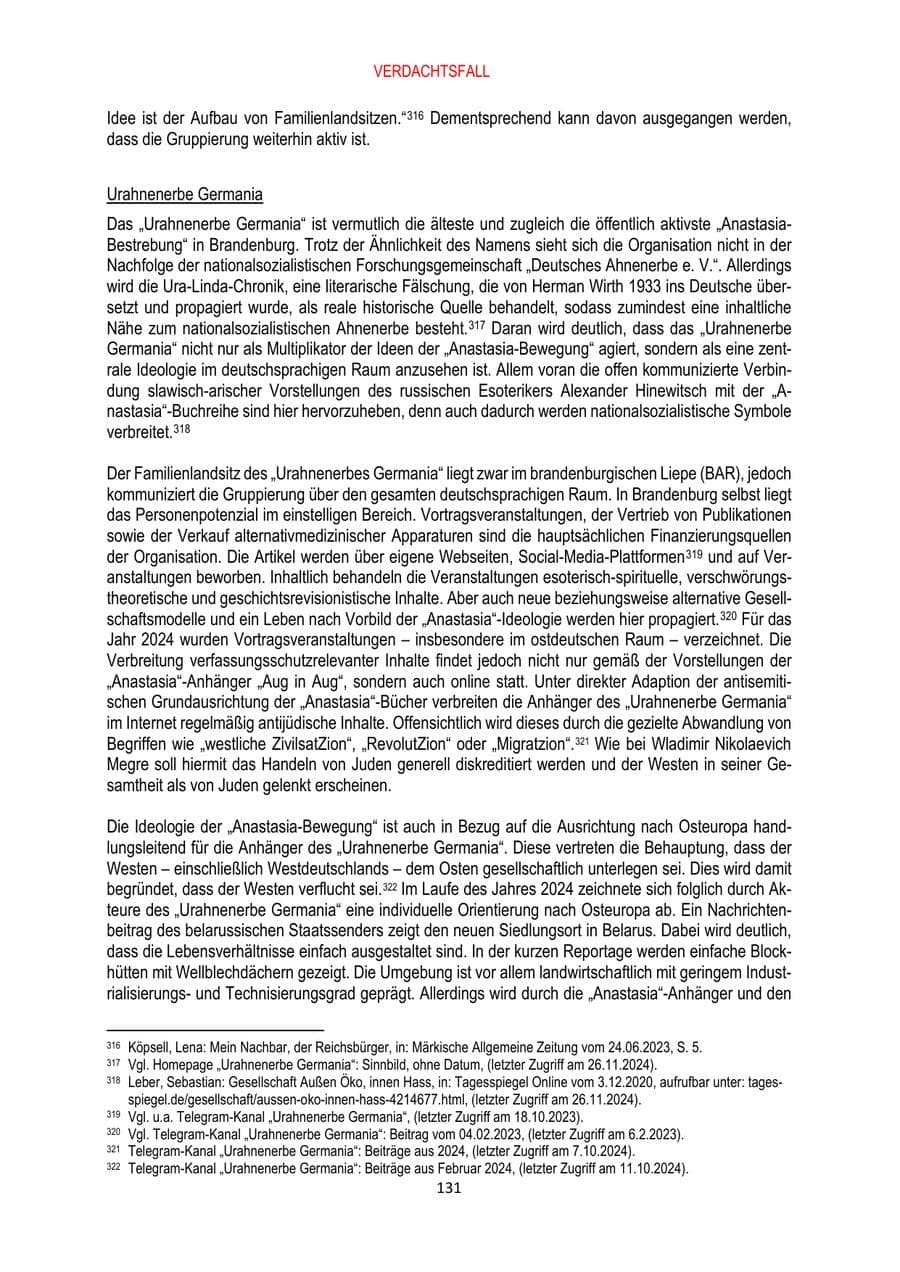 Seite 131 des Verfassungsschutzbericht 2024 Brandenburg