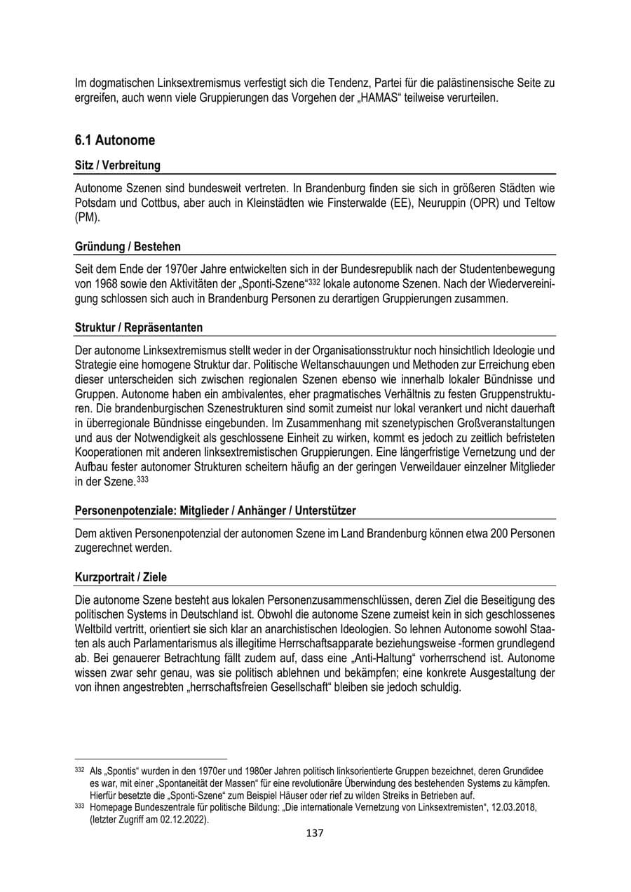 Seite 137 des Verfassungsschutzbericht 2024 Brandenburg