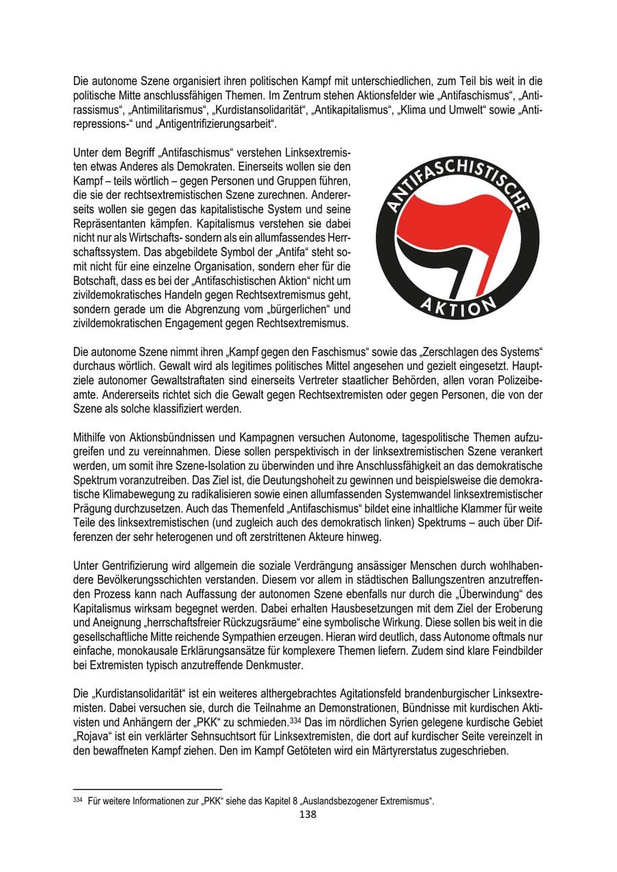 Seite 138 des Verfassungsschutzbericht 2024 Brandenburg