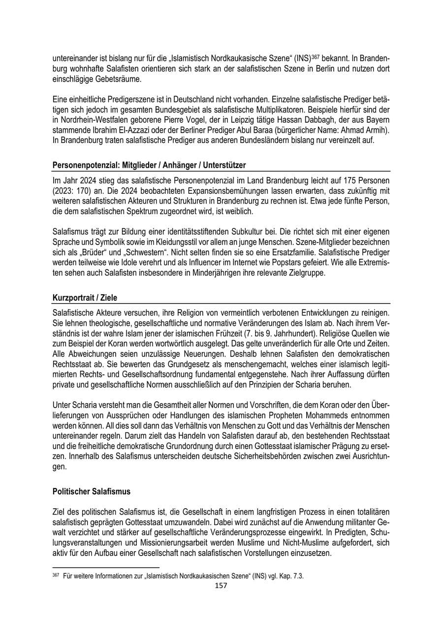Seite 157 des Verfassungsschutzbericht 2024 Brandenburg