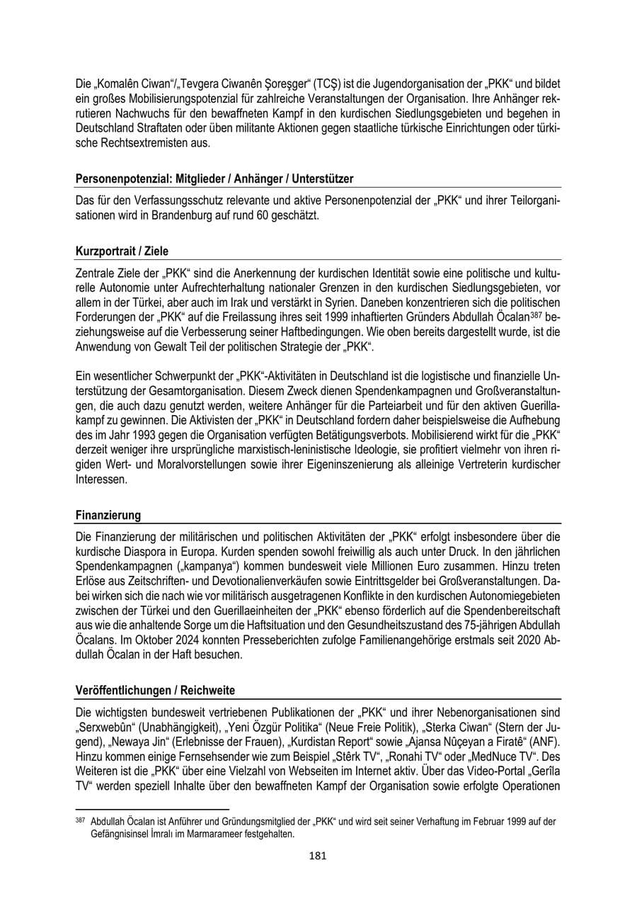 Seite 181 des Verfassungsschutzbericht 2024 Brandenburg