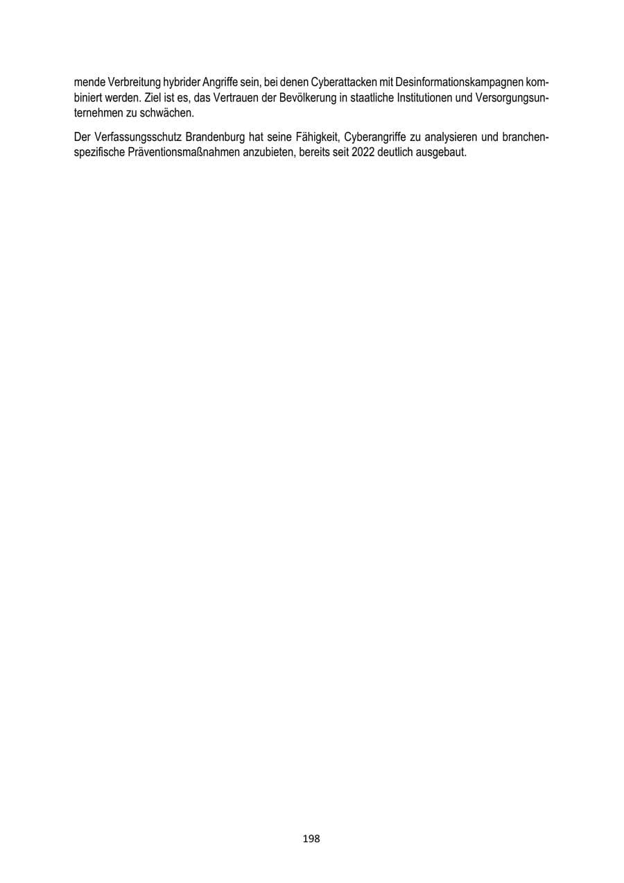 Seite 198 des Verfassungsschutzbericht 2024 Brandenburg