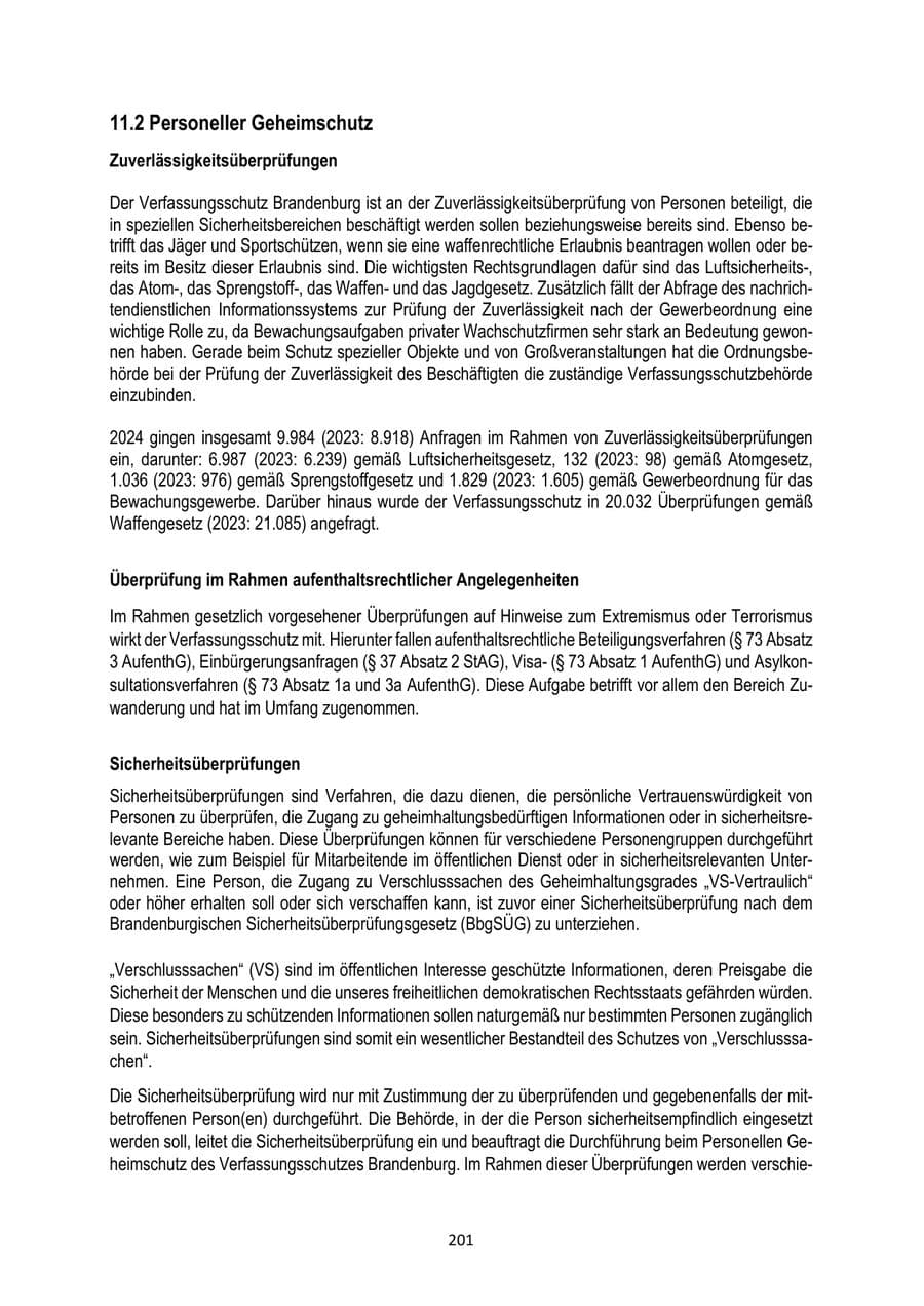 Seite 201 des Verfassungsschutzbericht 2024 Brandenburg