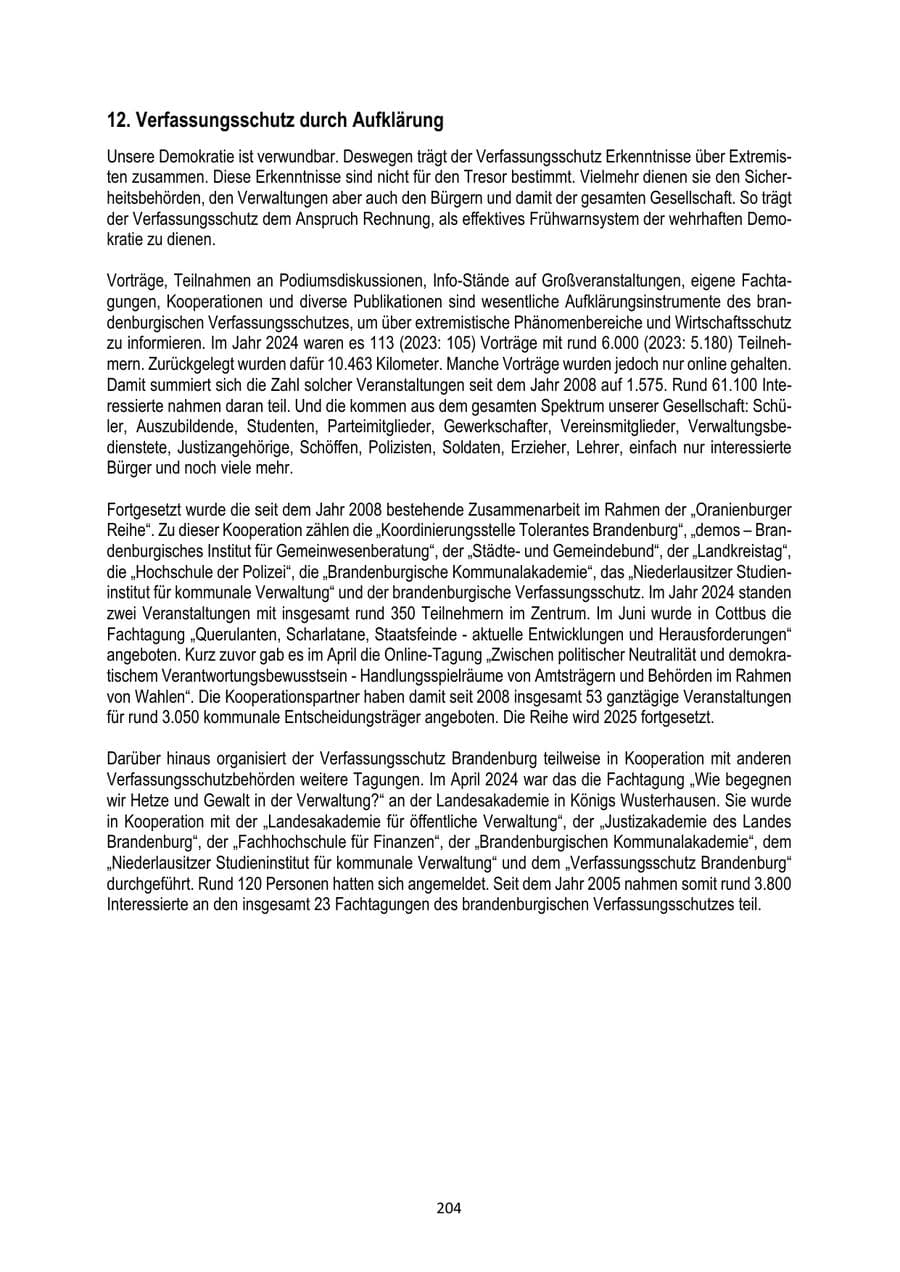Seite 204 des Verfassungsschutzbericht 2024 Brandenburg