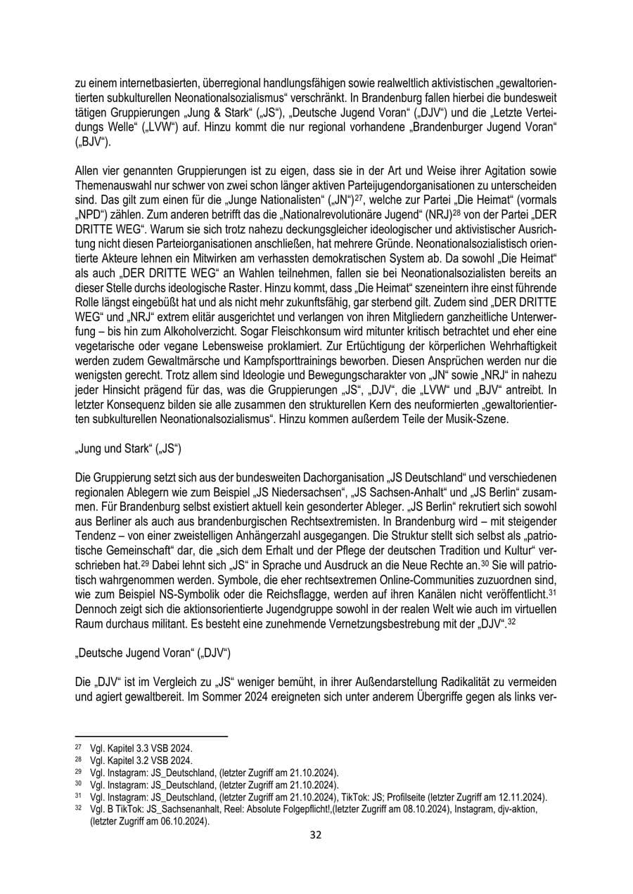 Seite 32 des Verfassungsschutzbericht 2024 Brandenburg