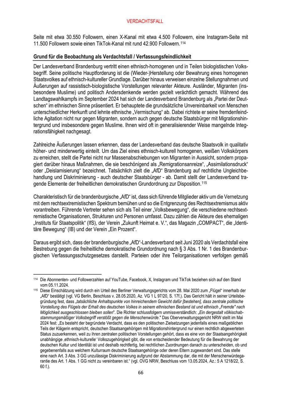 Seite 66 des Verfassungsschutzbericht 2024 Brandenburg