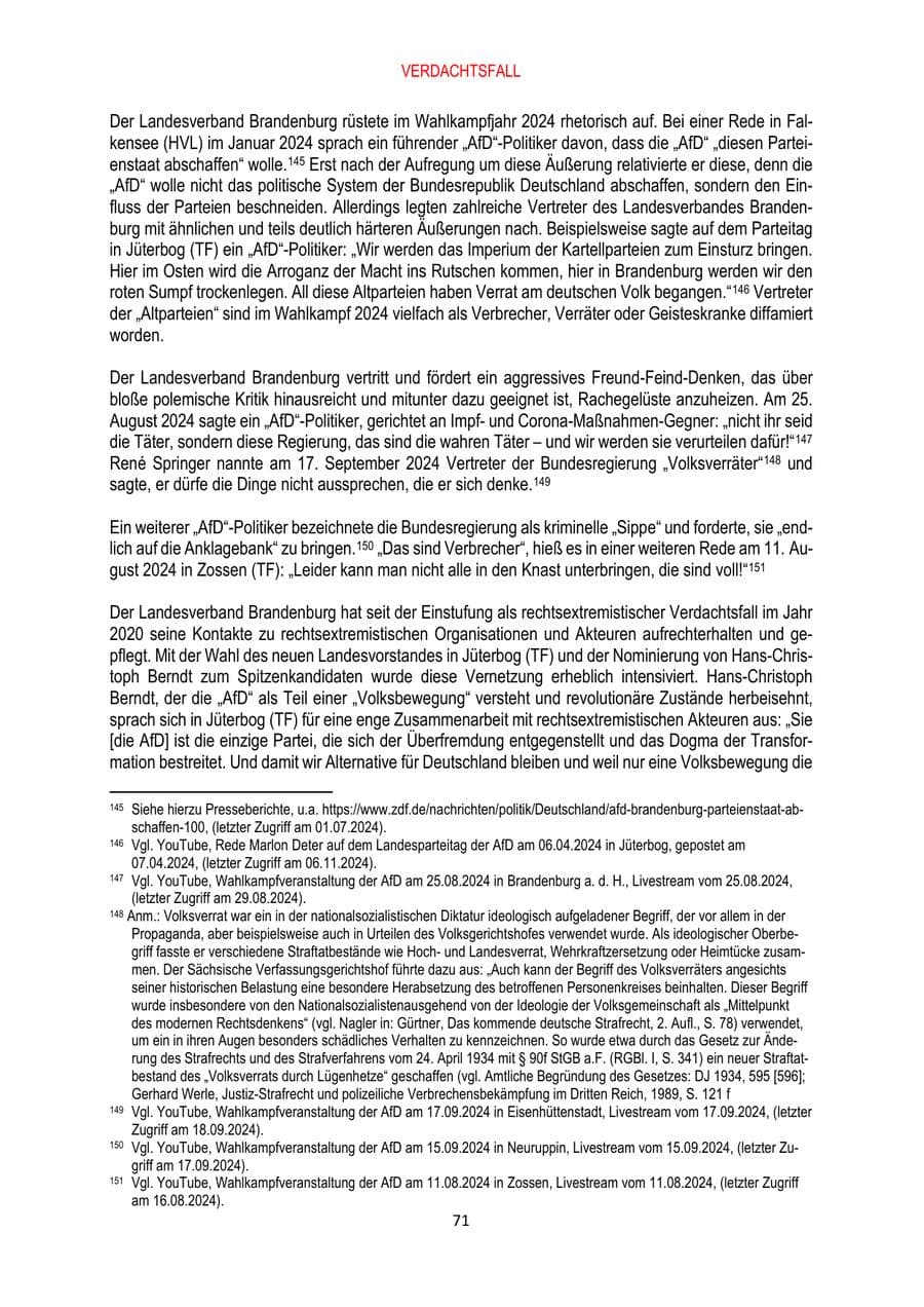 Seite 71 des Verfassungsschutzbericht 2024 Brandenburg