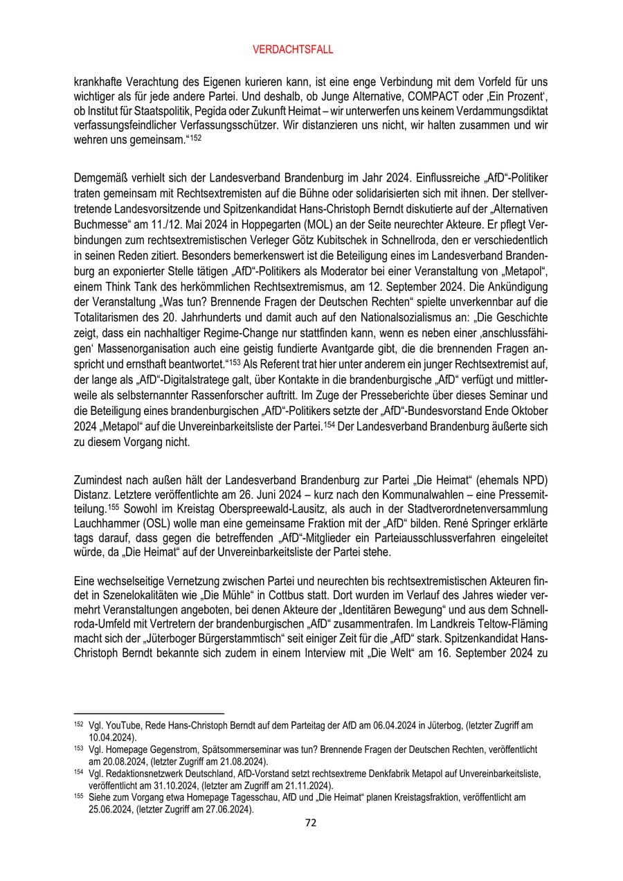 Seite 72 des Verfassungsschutzbericht 2024 Brandenburg