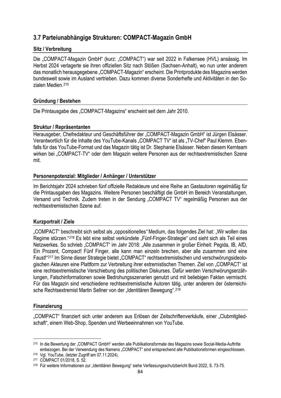 Seite 84 des Verfassungsschutzbericht 2024 Brandenburg