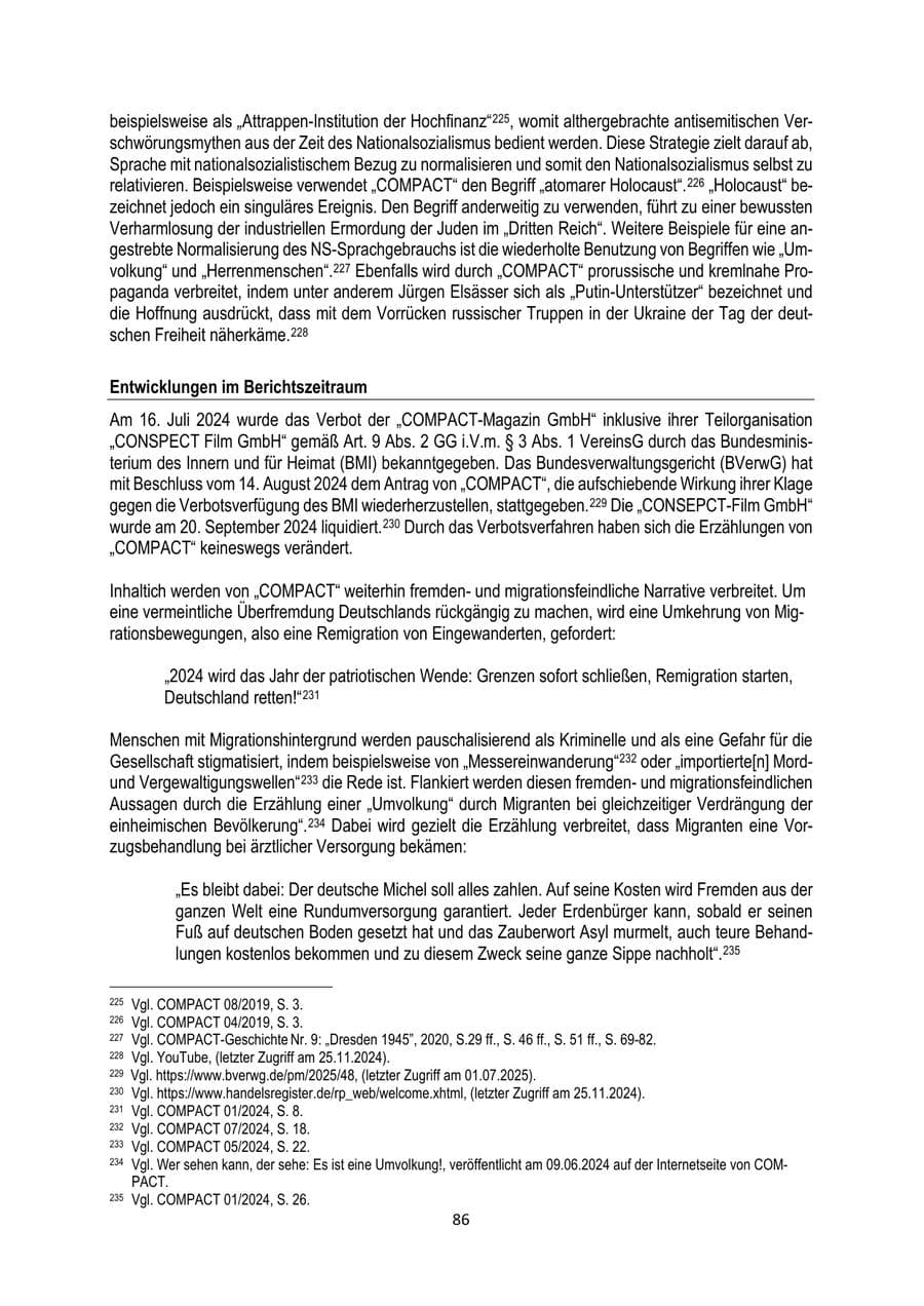 Seite 86 des Verfassungsschutzbericht 2024 Brandenburg