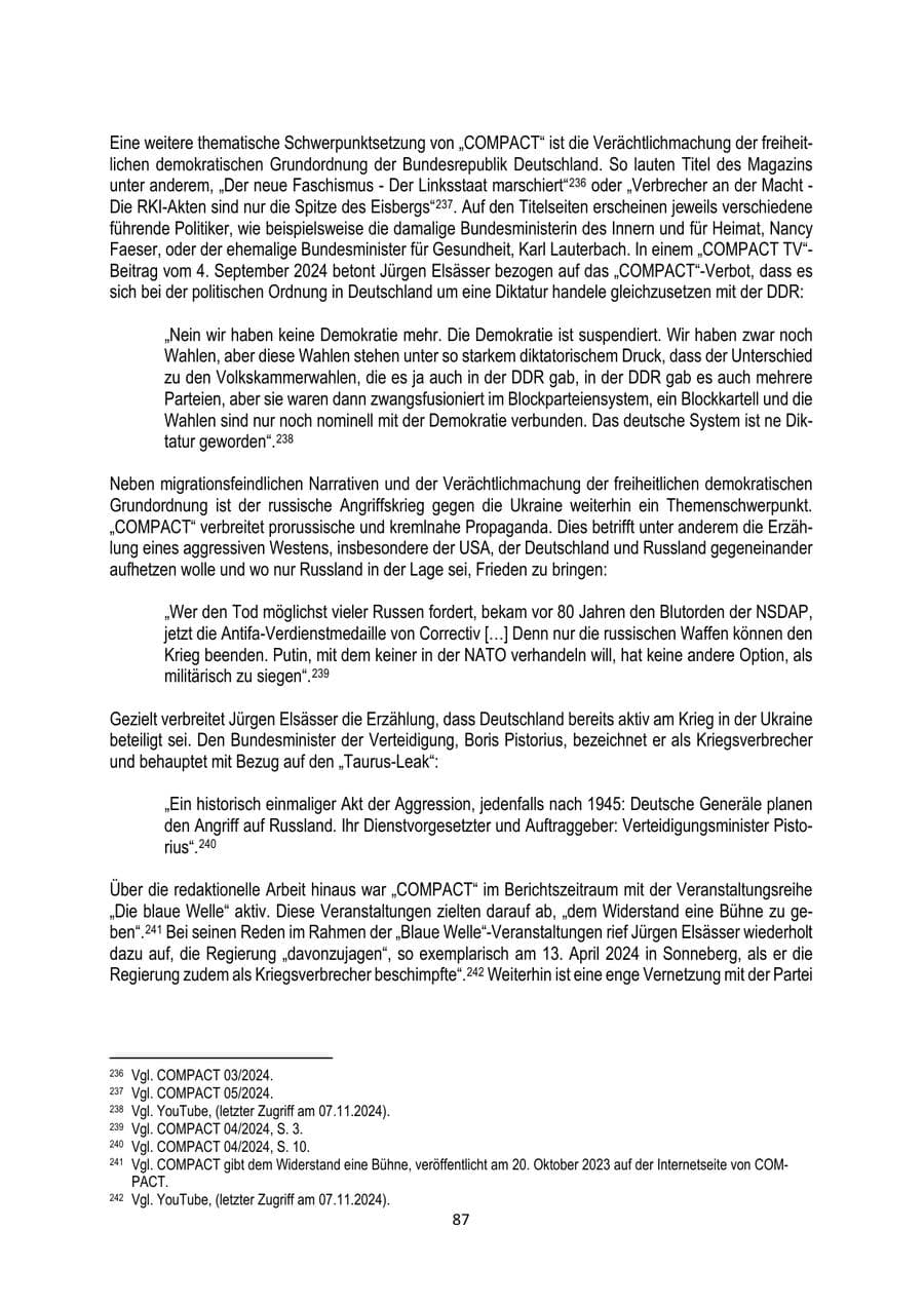 Seite 87 des Verfassungsschutzbericht 2024 Brandenburg