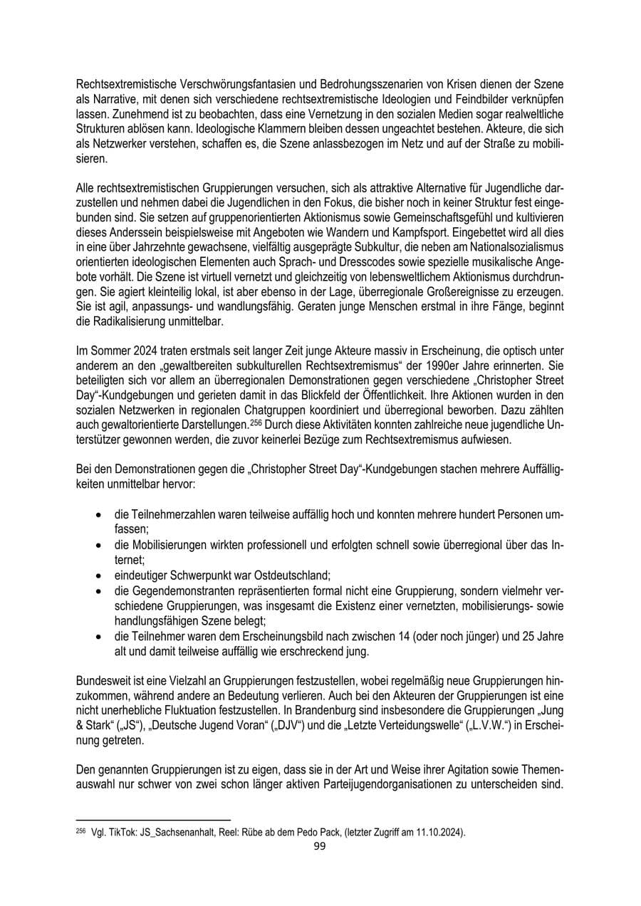 Seite 99 des Verfassungsschutzbericht 2024 Brandenburg
